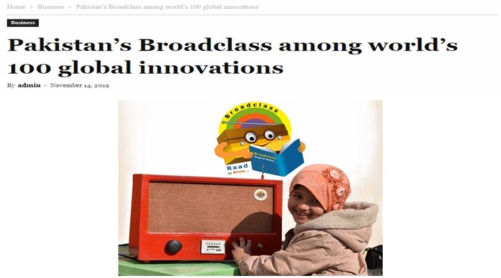 Pakistan Observers Broadclass among world’s 100 global innovations